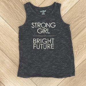 Cat and Jack heathered “strong girl bright future” tank top
